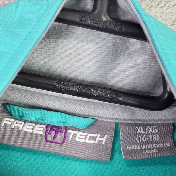 Womens Free Tech Teal Blue Full Zip Jacket 100% Polyester Mock Neck Size XL - Picture 2 of 8